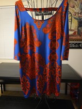 Forever 21 Plus Sizes Dress 2X Red & Blue Paisley Print