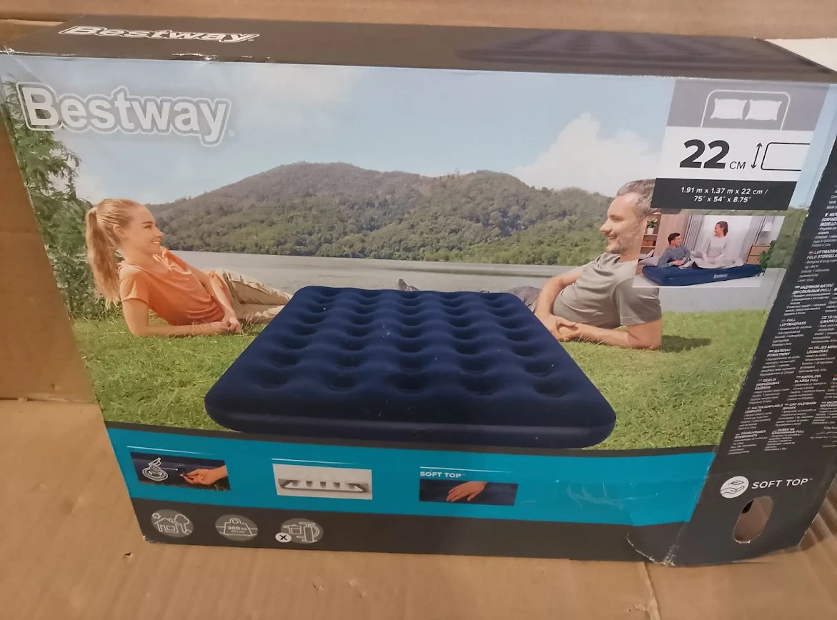 Bestway Double Flocked Airbed Camping Inflatable Air Mattress Portable 2 People