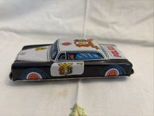 Vintage 7237 tin friction police car toy made in Japan 5" as is 