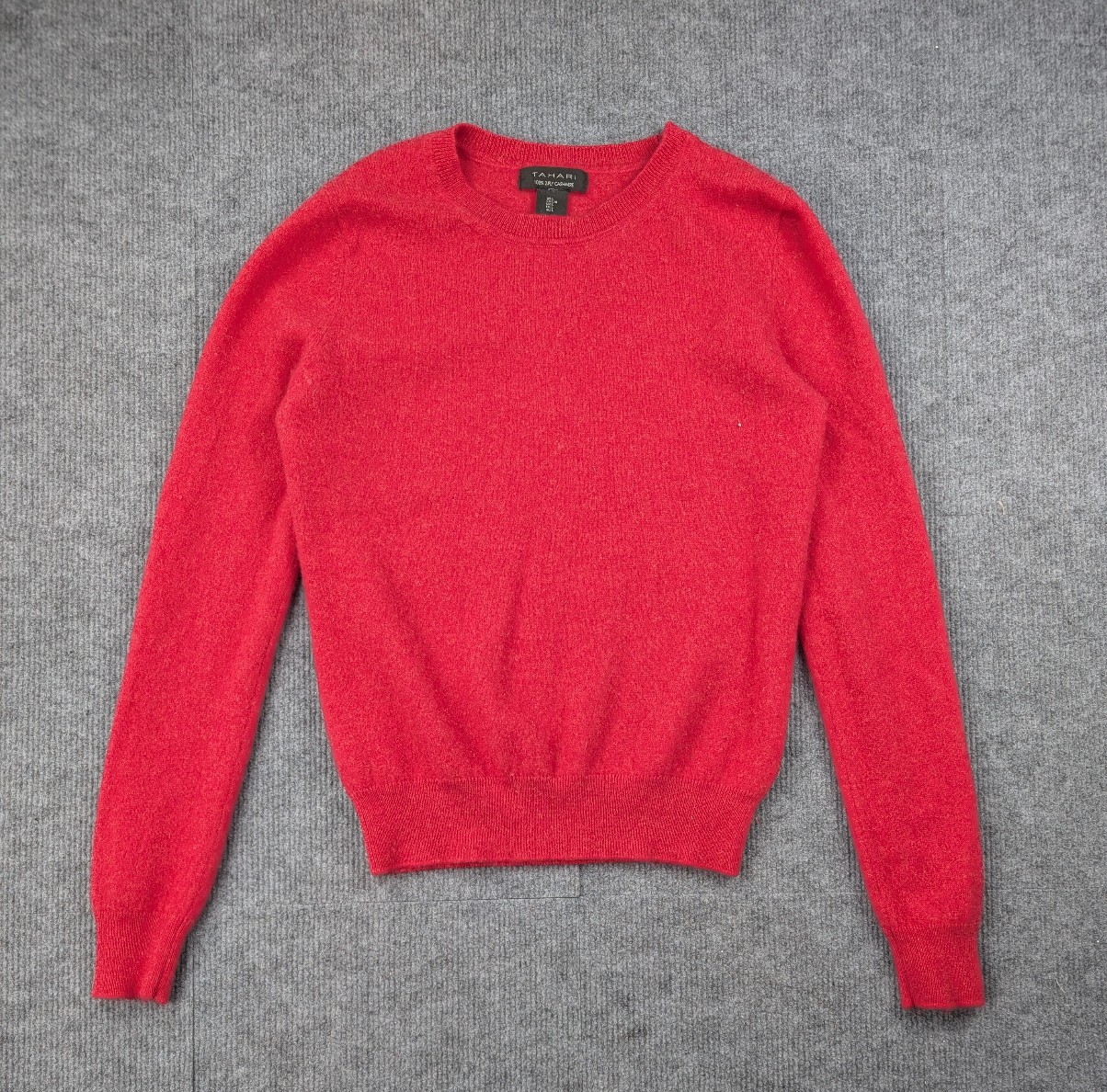 Tahari 2 Ply Cashmere Sweater Women Large Red Minimalist Timeless Capsule Staple