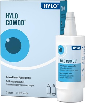 HYLO COMOD Eye Drops for Dry Eyes with Hyaluronic Acid, Twin Pack, 2 x 10 ml