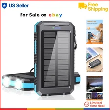 Power Bank Solar Portable Charger 38800mAh USB-C Fast Waterproof Flashlight