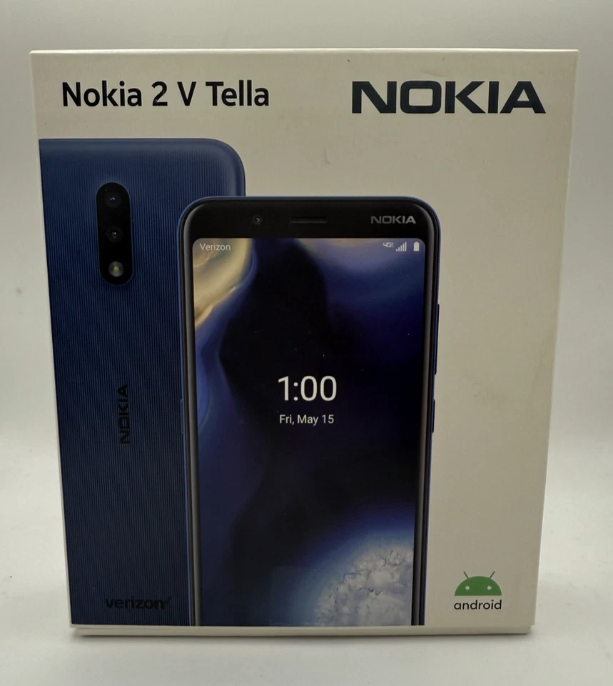 NEW SEALED Nokia 2 V Tella Android Smartphone 16GB Blue Verizon 4G LTE - Image 2 of 4