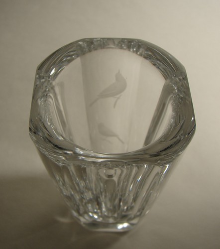 Mid Century Orrefors Sven Palmqvist Art Glass Miniature Vase Engraved Birds sign - Picture 4 of 6