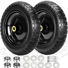 13 x 4.00-6 Flat free Solid Tire & Wheel for Wheelbarrow, Garden Wagon Cart