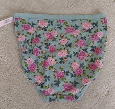 New VS Victorias Secret Cotton High Cut Leg Brief Panty Aqua Pink Roses Floral M