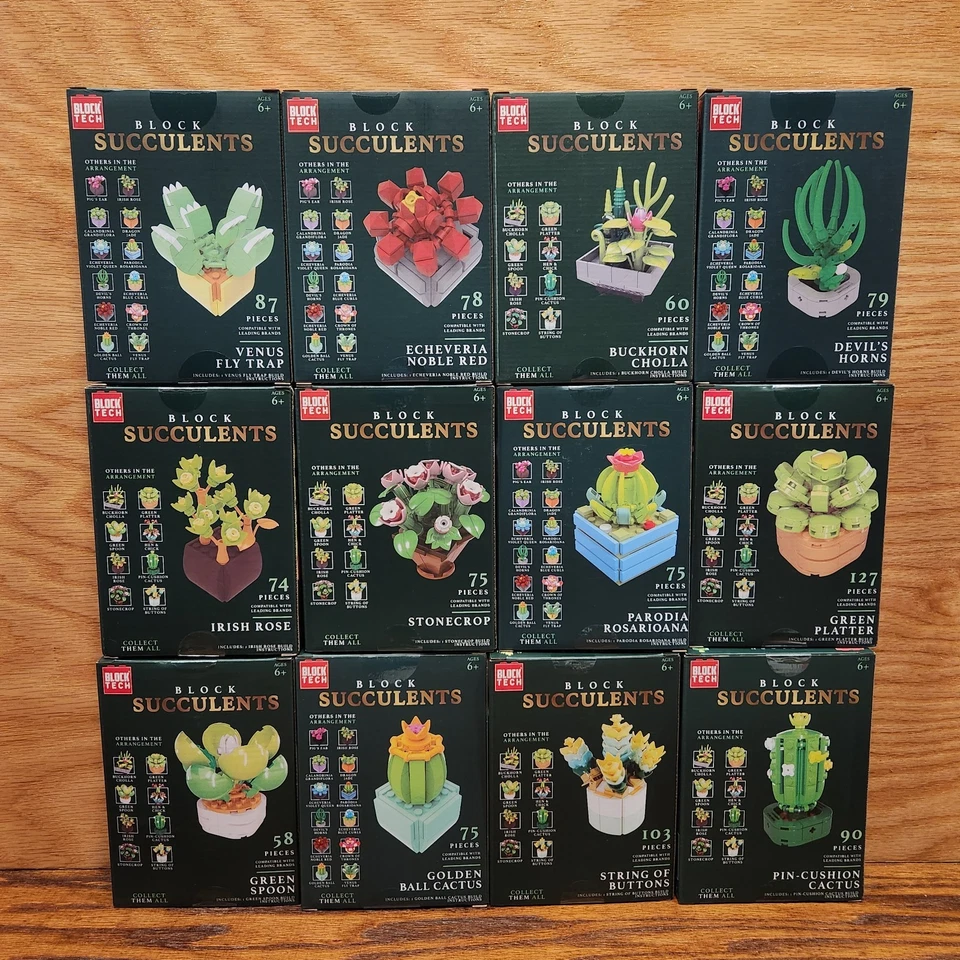 Huge NEW Block Tech Lot of 12 Block Succulents Building Block Sets SEALED - Image 2 of 4