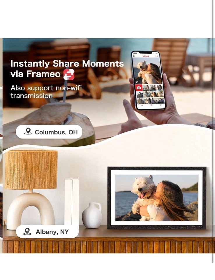 Black Woodgrain 15.6 In Frameo Digital Photo Frame Built WiFi 1080 FHD - Image 4 of 4