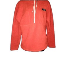 L.L.Bean Katahdin Fleece Half-Zip Hoodie in a vibrant red /orange color
