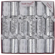 Robin Reed H5 Christmas Silver Ice Balls 6pc 12" Party Crackers 6627.PICCADILLY
