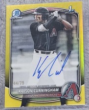 2025 Bowman Draft Kayson Cunningham Chrome Auto 1st Prospect #/75