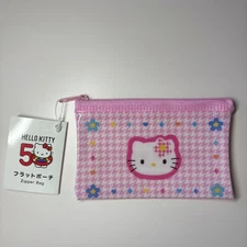 Sanrio Hello Kitty 50th Anniversary Flat Pouch Zipper Bag Japan Authentic New