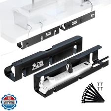 APS Under Desk Cable Management Tray, Two-Pack 16 Inch Black Meta