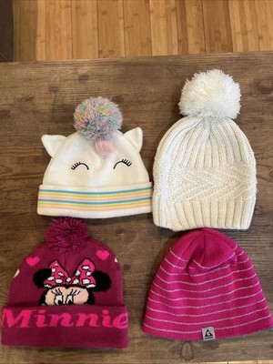 4-Beautiful  winter hats for girls in good condition.pink/yvori Color See Photos