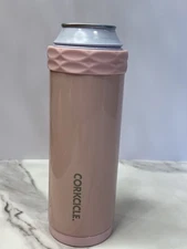 Corkcicle Slim Arctican 12 oz Alani Light Pink Rose Quartz Can Cooler EUC