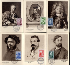 1166/71+ FDC   6 CARTES   1er JOUR   SERIE CELEBRITES