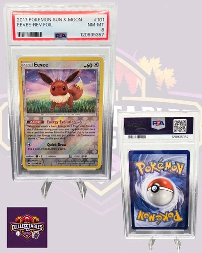 Eevee 101/149 SM Base Set PSA 8 Pokemon TCG Holo Ultra Rare Graded Card