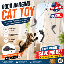 Door Hanging Cat Toy Plush Mouse Teaser Sound Interactive Indoor Cats US stock