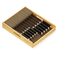 SpaceAid Bamboo Knife Drawer Organizer Block for Steak Knives, Kitchen Storage