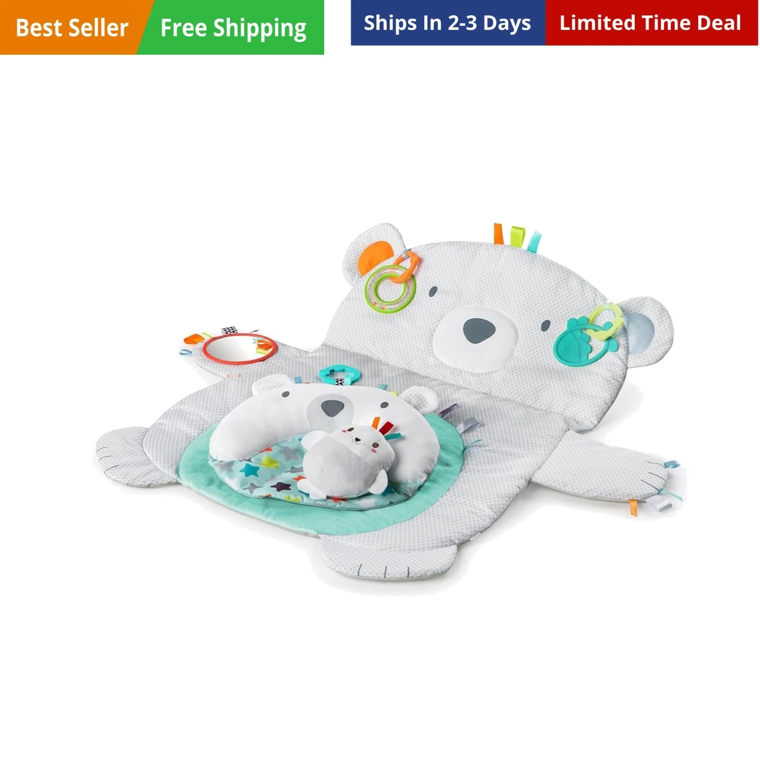 Tummy Time Prop & Play Baby Activity Mat with Support Pillow & Taggies - Pola...