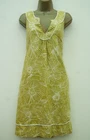 LAURA ASHLEY OLIVE WHITE FLORAL LINEN SHIFT SUN DRESS SIZE 14 POCKETS
