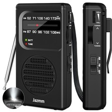 Jazmm Portable Radio AM FM,Battery Operated with 3W Large Black
