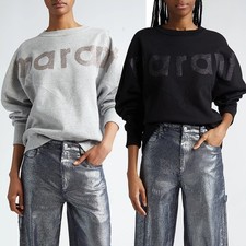 Isabel Marant French Letter Glitter Print, Piece, Women Fleece Crew Neck Sweater