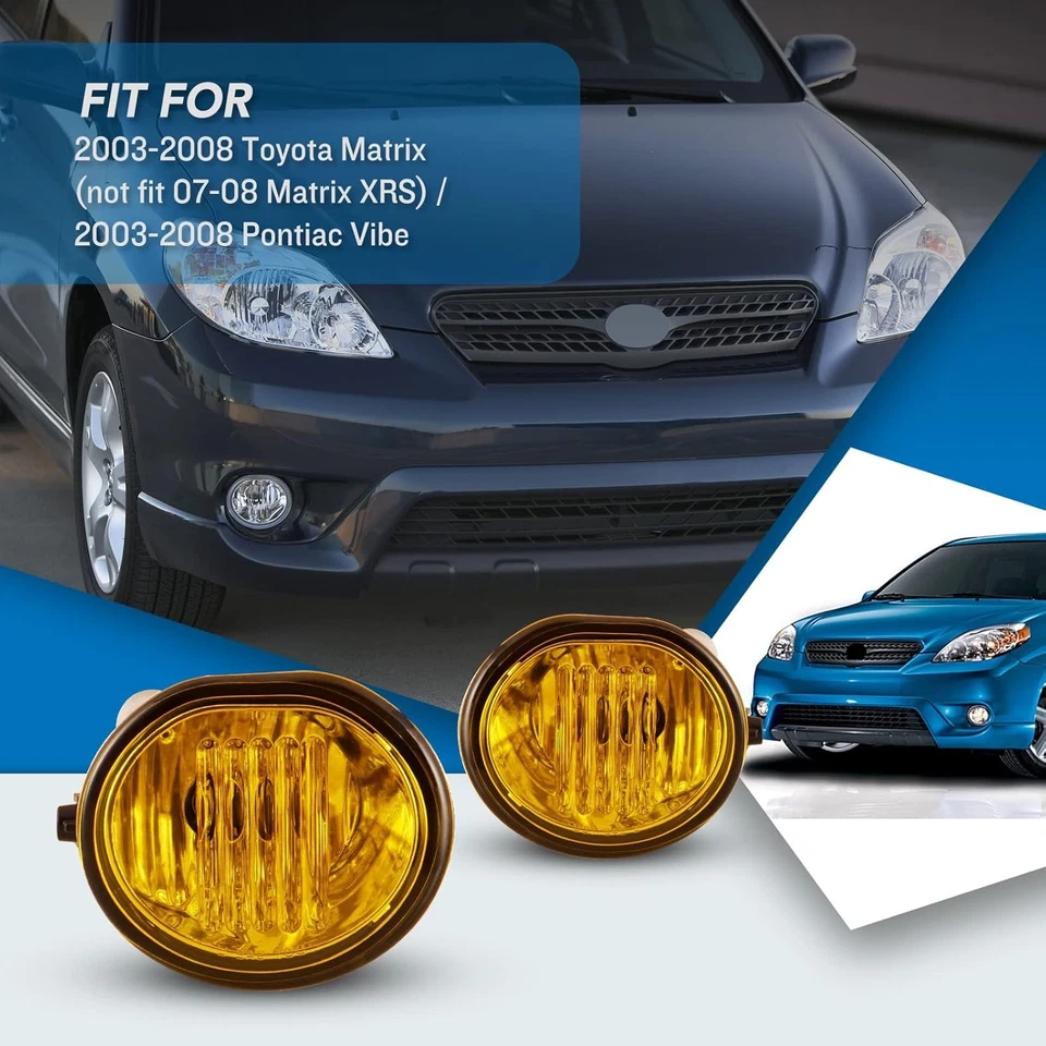 Luces antiniebla de lente amarillas de 2 piezas para faros de parachoques Toyota Matrix Pontiac Vibe 03-08 Foto 2 de 4