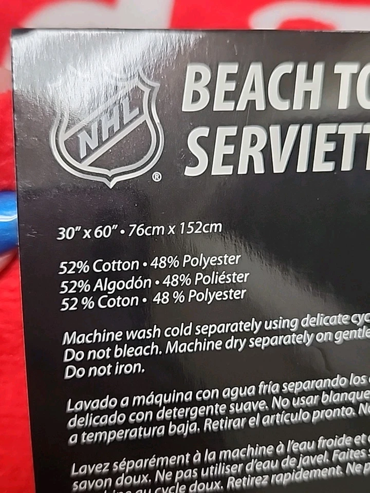 Toalha de praia Northwest NHL Detroit Red Wings vermelha branca nova 30x60 2016 - Imagem 4 de 4