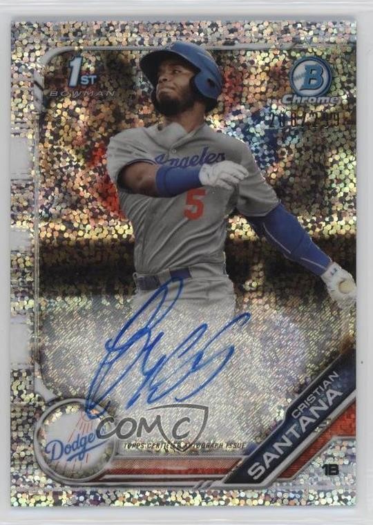 2019 Bowman Chrome Prospect Speckle Refractor 208/299 Cristian Santana Auto 3c2