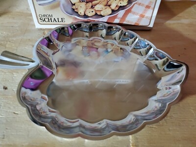 Vintage Plateau Chrome Schale Candy Cake Server Tray No. 502 New in Box