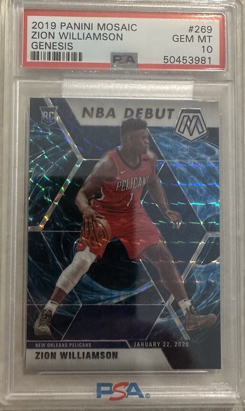 2019 Panini Mosaic NBA Debut Zion Williamson Genesis PSA 10 GEM