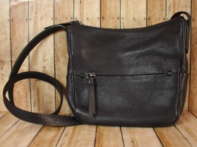 Ecco SP Small Hobo Crossbody Purse Belted Strap Pebbled Leather Navy Blue