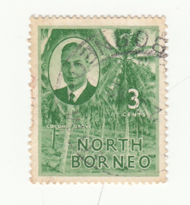 North Borneo 1950. KGVI. 3c. Coconut Grove. Green. Used