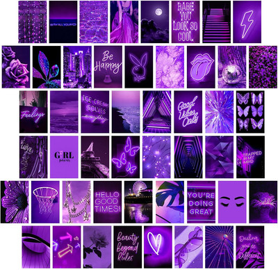 WOONKIT Purple Photo Wall Collage Kit Aesthetic Pictures, Wall Decor for Bedroom