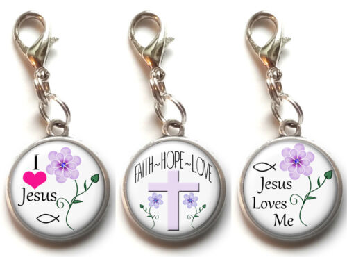 3 Clip On Charms Bible Verse Christian Religious Dangle Charm Lobster Clasp #8 - Picture 1 of 4