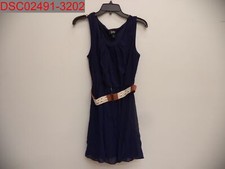 NWT - By & By Women's Navy Tan Pebble Lace Belted Dress, Size M 710816330634