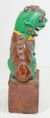 Vtg Chinese Fu Foo Dogs Lions Temple Guardians Shishi 19th Century Pottery Pair - Picture 4 of 12
