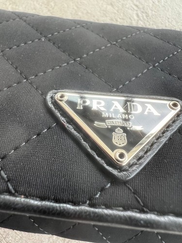 Authentic Prada Large Black Tressuto Impuntu Nylon Diamond Quilted Wallet 1M1132 - Picture 13 of 13