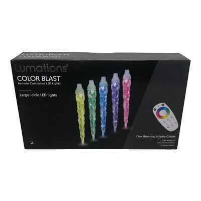 Lumations Color Blast 5 Large Icicle Lights with Remote Control Infinite Colors 