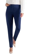 Tailored by Susan Graver Women's Smart Ponte Slim Leg Trouser Navy