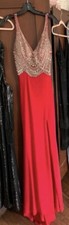 Size 2 Angela Allison beaded V neck padded sleeveless side split formal Dress