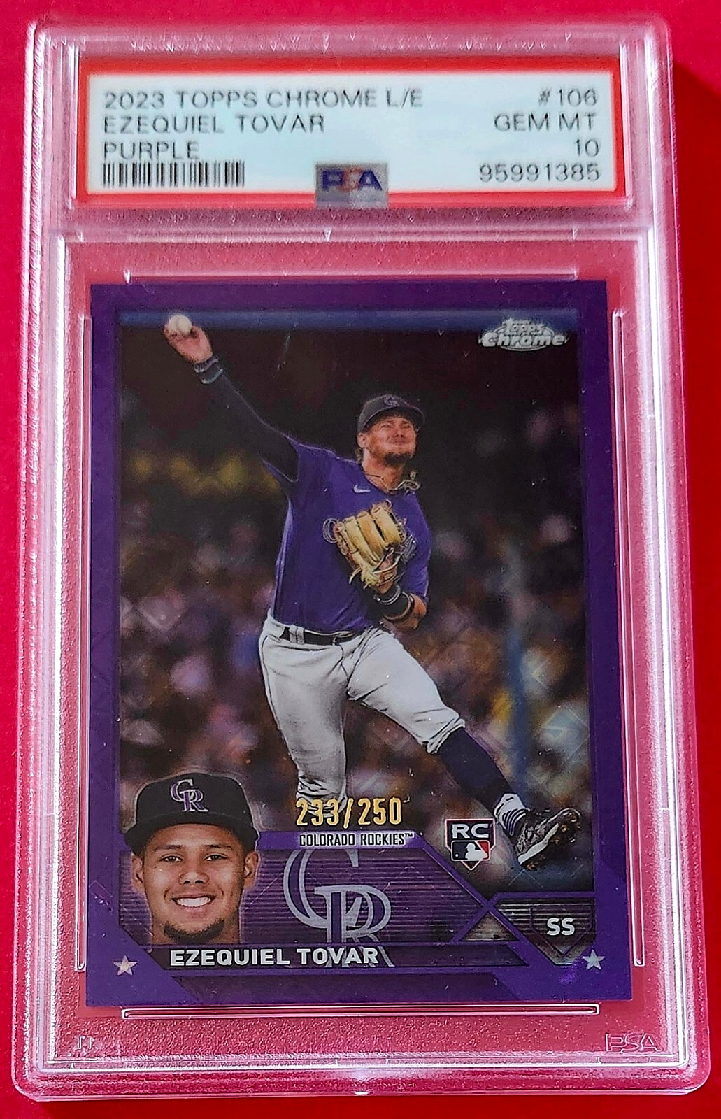 EZEQUIEL TOVAR RC PSA 10 2023 Topps Chrome Logofractor /250 Purple FREE SHIPPING