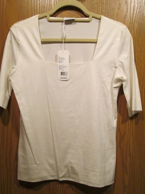 Akris Punto Basic Block Off-white Short Sleeve Shirt Top Size 8 $295