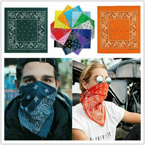 Lote 6/12 Venta al por mayor Paisley Print Bandana 100% algodón cabeza urdimbre bufanda máscara facial Foto 3 de 4