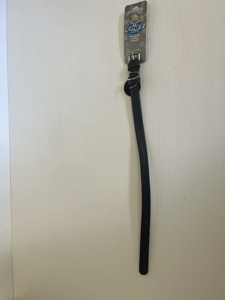 Rogz Cuero Genuino Hebilla Perro Cachorro Collar Negro Tamaño Pequeño 27cm a 36cm Nuevo Foto 3 de 3