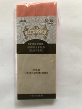 3 yards Coral 1/2" Extra Wide Double Fold BIAS TAPE Sew-ology