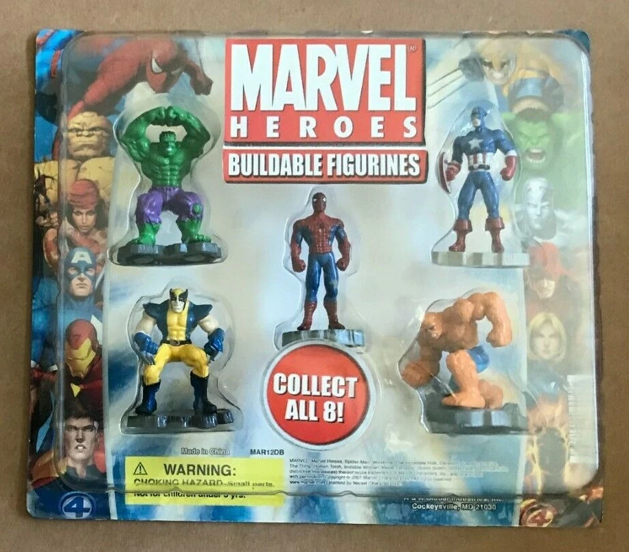 Marvel Heroes Buildable Figurines Gacha Capsules Display Set