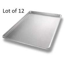Lot of (12) Chicago Metallic Bakeware Full Size 16 Gauge Aluminum Sheet Pan