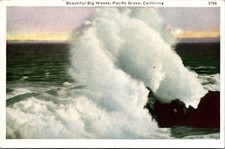 Beautiful Big Waves Pacific Grove California Postcard